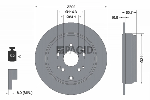 PAGID féktárcsa - 55272NC - TothCarparts