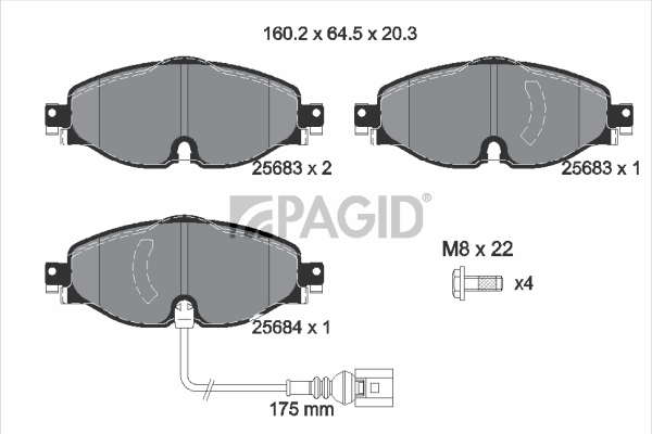 PAGID fékbetétkészlet, tárcsafék - T2239N - TothCarparts