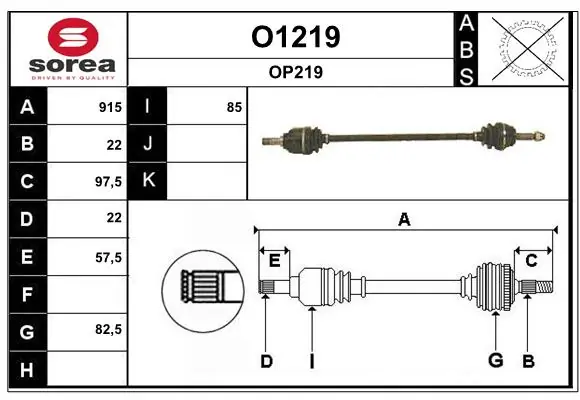SNRA hajtótengely - O1219 - TothCarparts