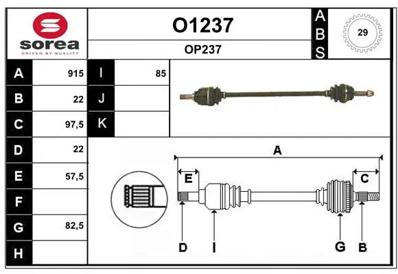 SNRA hajtótengely - O1237 - TothCarparts