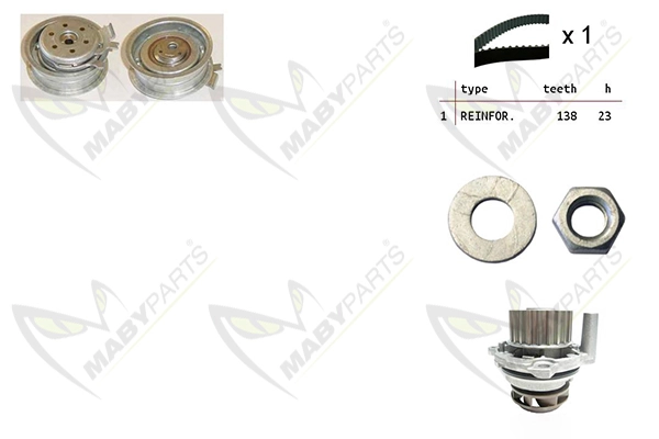 MABYPARTS Vízpumpa + fogasszíj készlet - OBKWP0086 - TothCarparts