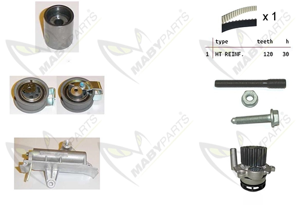 MABYPARTS Vízpumpa + fogasszíj készlet - OBKWP0090 - TothCarparts