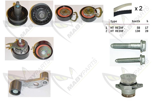 MABYPARTS Vízpumpa + fogasszíj készlet - OBKWP0101 - TothCarparts