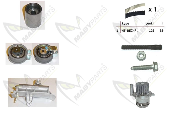 MABYPARTS Vízpumpa + fogasszíj készlet - OBKWP0113 - TothCarparts