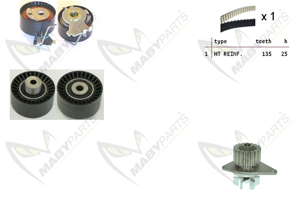 MABYPARTS Vízpumpa + fogasszíj készlet - OBKWP0117 - TothCarparts
