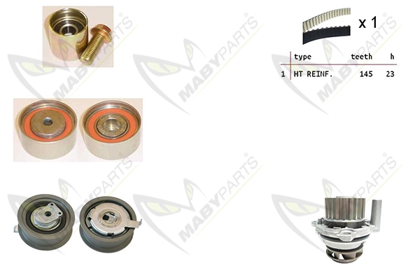 MABYPARTS Vízpumpa + fogasszíj készlet - OBKWP0121 - TothCarparts