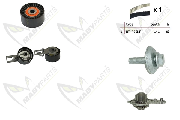 MABYPARTS Vízpumpa + fogasszíj készlet - OBKWP0134 - TothCarparts