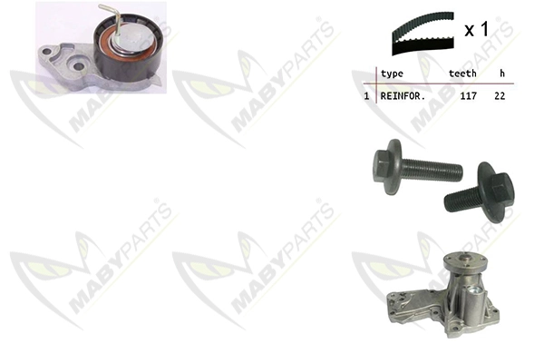 MABYPARTS Vízpumpa + fogasszíj készlet - OBKWP0150 - TothCarparts