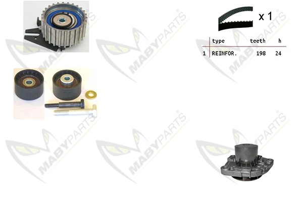 MABYPARTS Vízpumpa + fogasszíj készlet - OBKWP0155 - TothCarparts