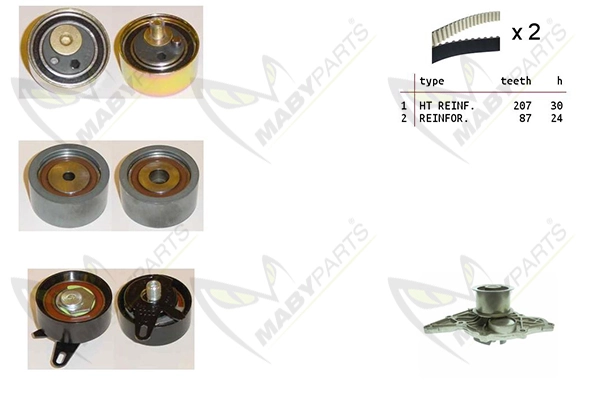 MABYPARTS Vízpumpa + fogasszíj készlet - OBKWP0168 - TothCarparts