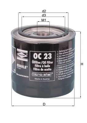 MAHLE olajszűrő - OC 23 - TothCarparts