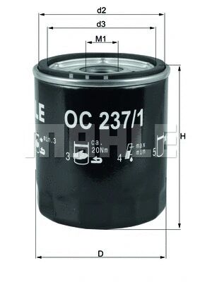 MAHLE olajszűrő - OC 237/1 - TothCarparts