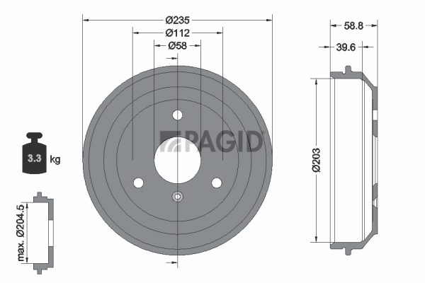 PAGID fékdob - 61359N - TothCarparts