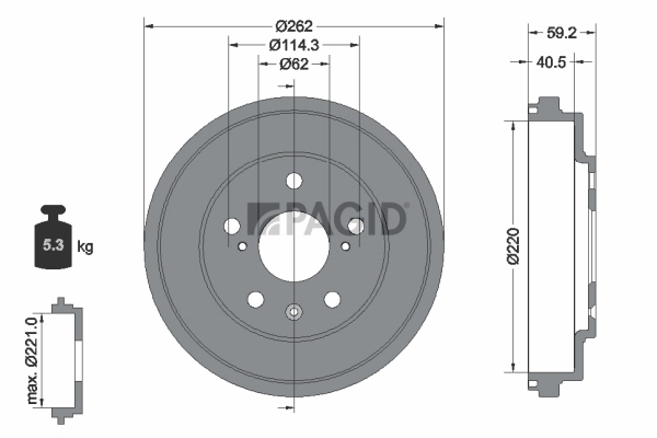 PAGID fékdob - 61479N - TothCarparts