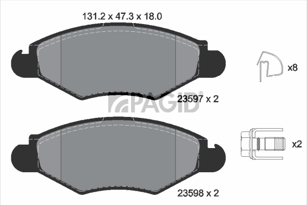 PAGID fékbetétkészlet, tárcsafék - T1245N - TothCarparts