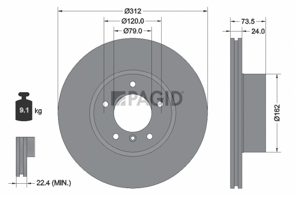 PAGID féktárcsa - 54761NHC - TothCarparts