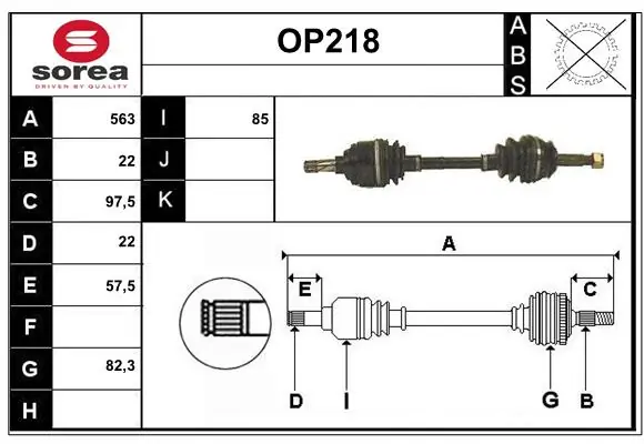 SERA hajtótengely - OP218 - TothCarparts