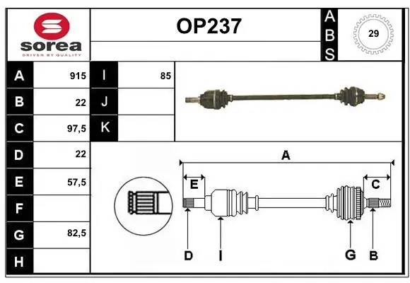 SERA hajtótengely - OP237 - TothCarparts
