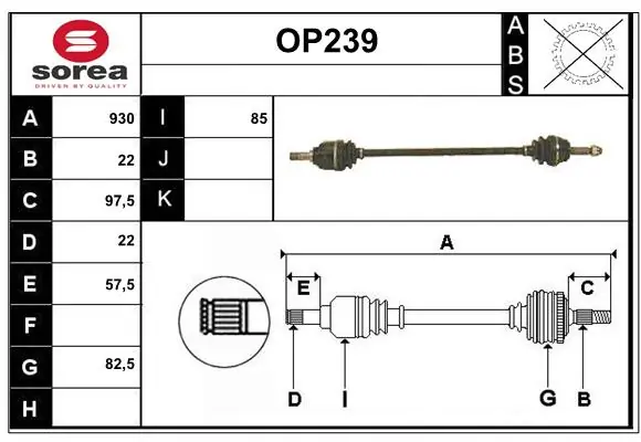 SERA hajtótengely - OP239 - TothCarparts