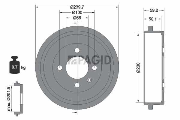 PAGID fékdob - 62933N - TothCarparts