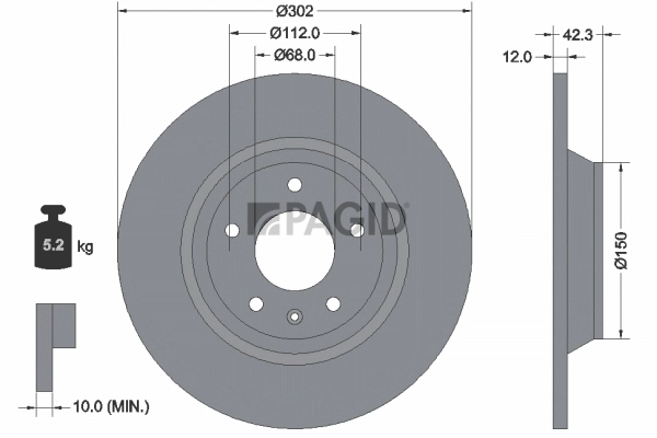 PAGID féktárcsa - 54595NC - TothCarparts