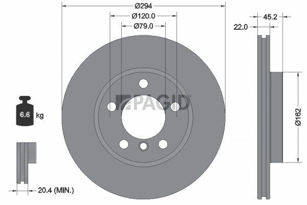 PAGID féktárcsa - 55778NC - TothCarparts