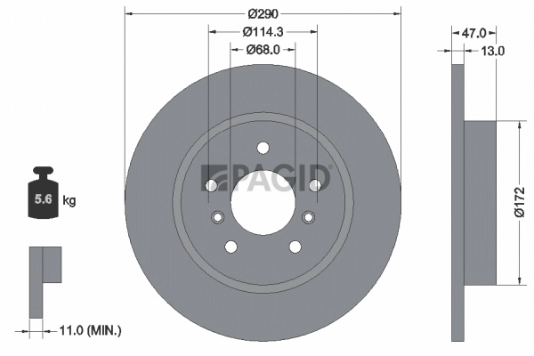 PAGID féktárcsa - 55740NC - TothCarparts
