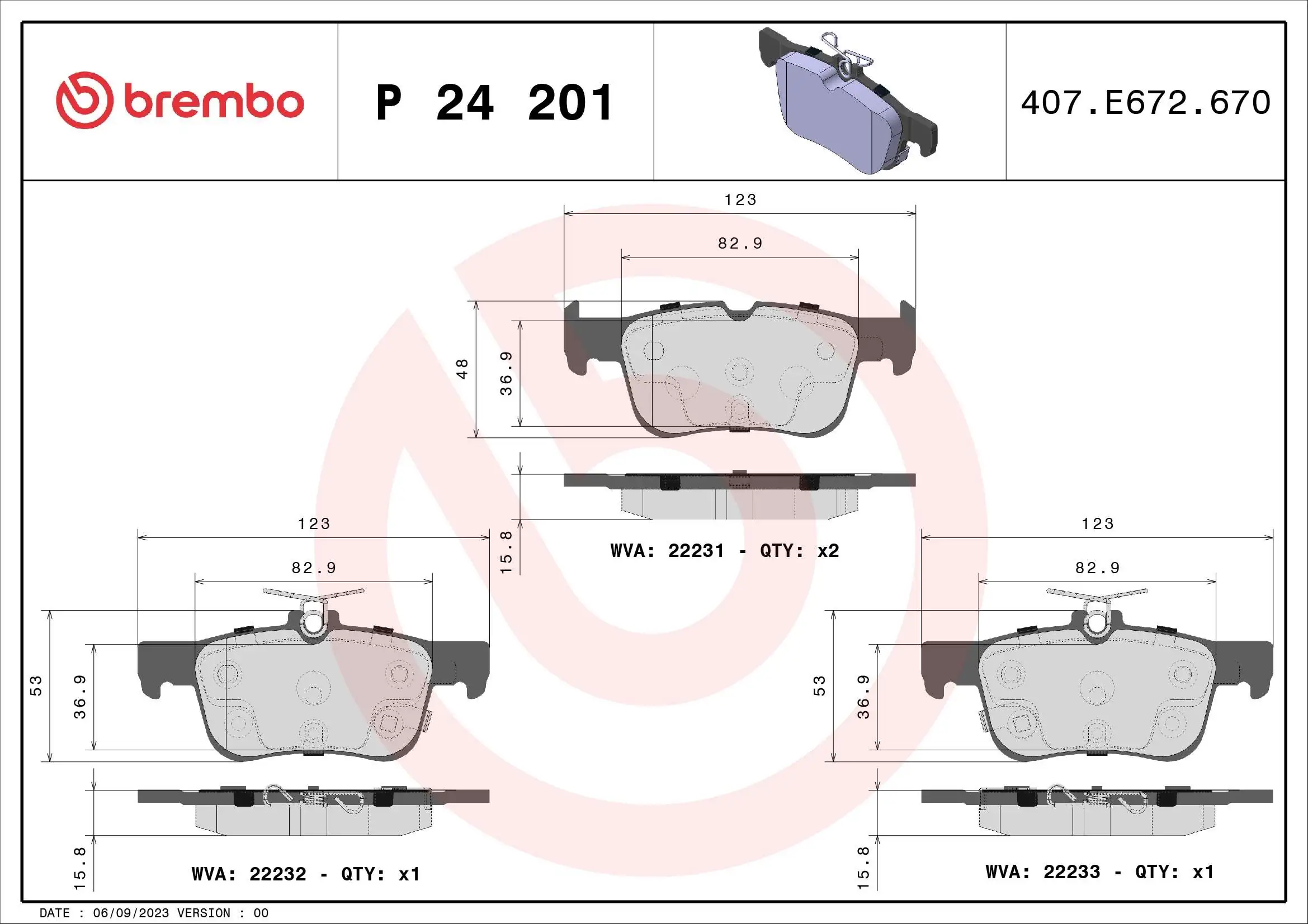 BREMBO fékbetétkészlet, tárcsafék - P 24 201 - TothCarparts