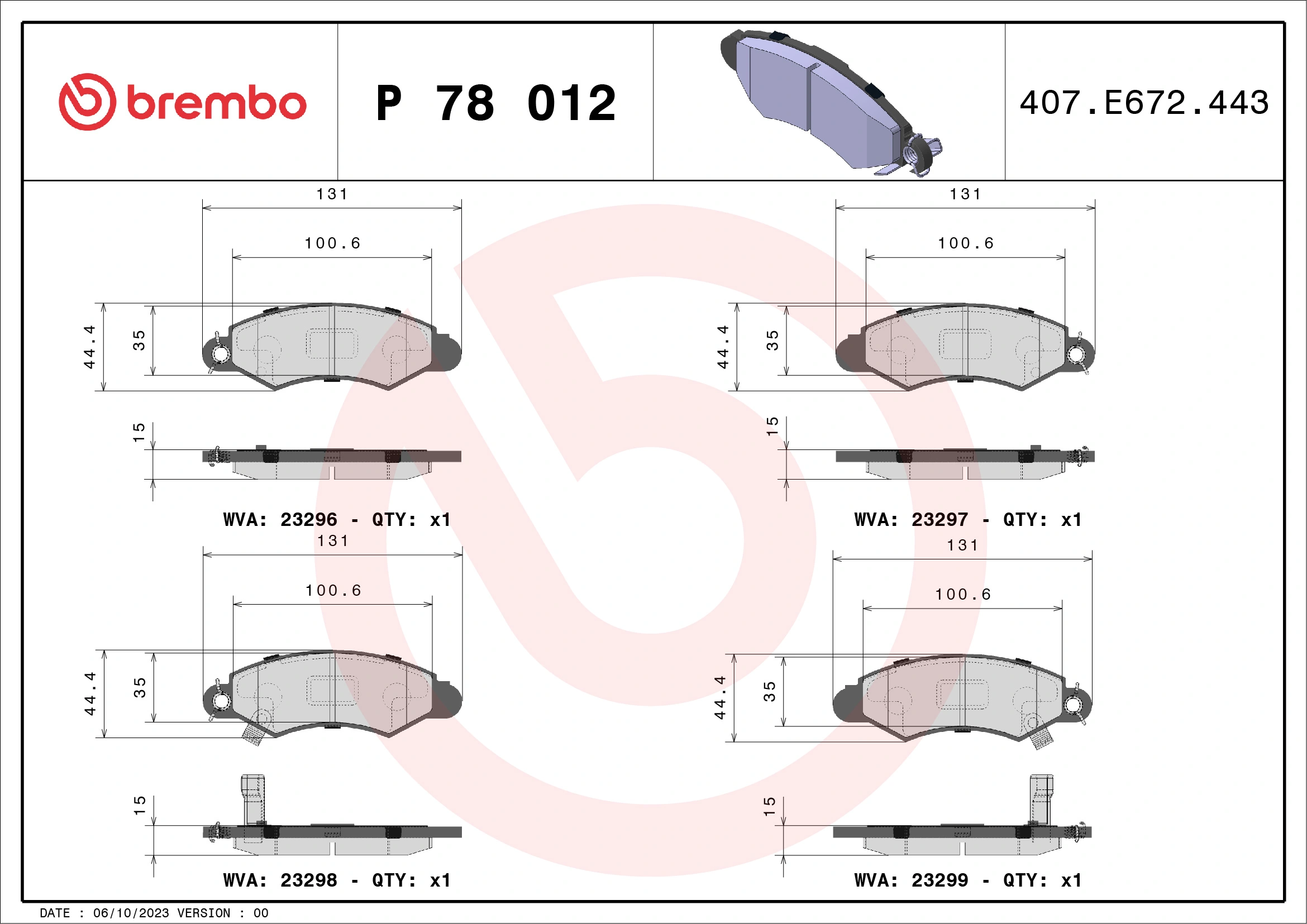 BREMBO fékbetétkészlet, tárcsafék - P 78 012 - TothCarparts
