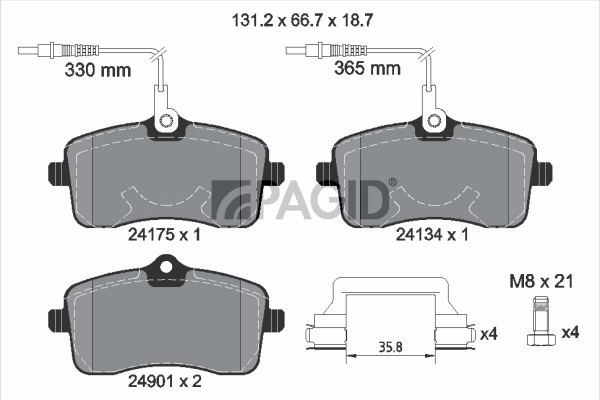 PAGID fékbetétkészlet, tárcsafék - T2268N - TothCarparts