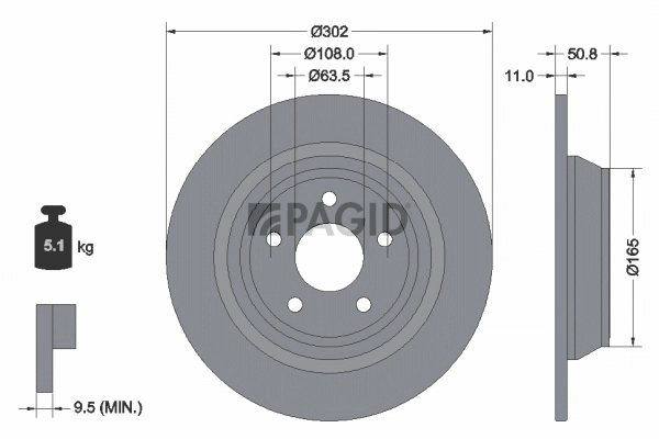 PAGID féktárcsa - 55687NC - TothCarparts