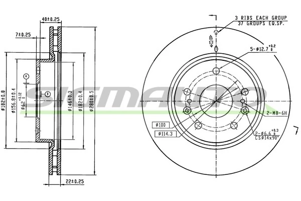 SIGMAUTO féktárcsa - DBC791V - TothCarparts
