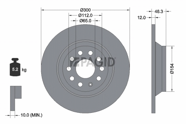 PAGID féktárcsa - 55554NC - TothCarparts