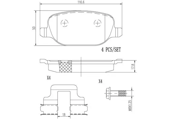 BREMBO fékbetétkészlet, tárcsafék - P23109N - TothCarparts