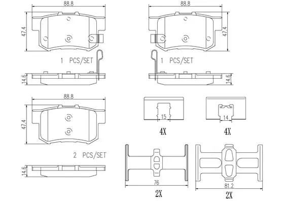 BREMBO fékbetétkészlet, tárcsafék - P28022N - TothCarparts