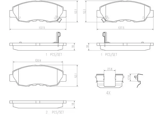 BREMBO fékbetétkészlet, tárcsafék - P28042N - TothCarparts