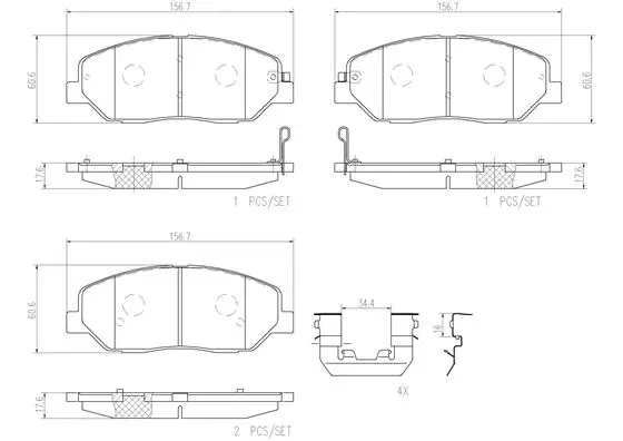 BREMBO fékbetétkészlet, tárcsafék - P30036N - TothCarparts