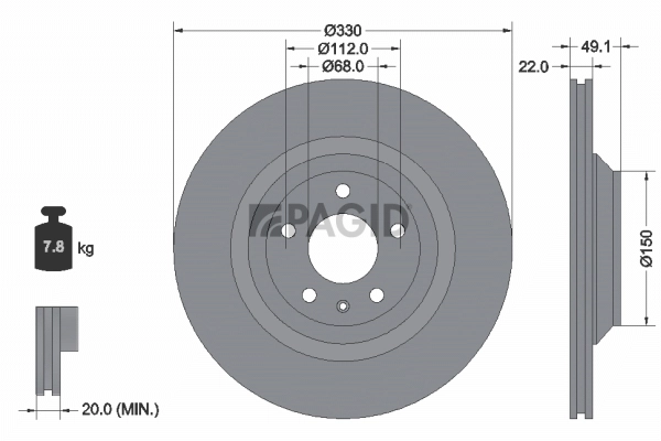 PAGID féktárcsa - 54326NC - TothCarparts