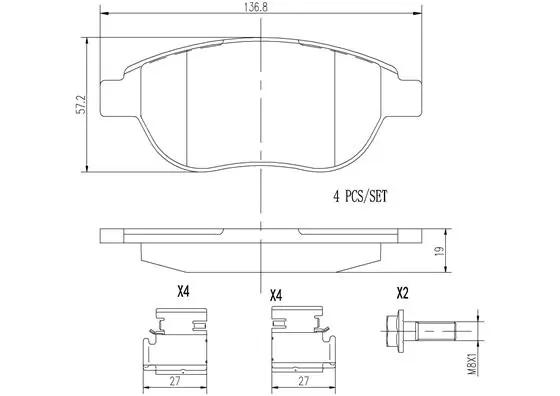 BREMBO fékbetétkészlet, tárcsafék - P61068N - TothCarparts