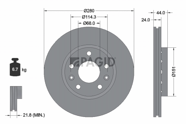 PAGID féktárcsa - 54955NC - TothCarparts