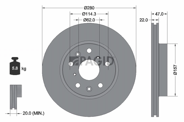 PAGID féktárcsa - 54566N - TothCarparts