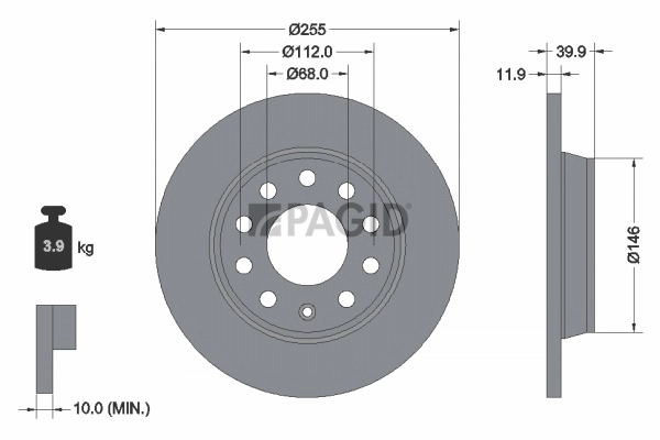 PAGID féktárcsa - 50312NC - TothCarparts