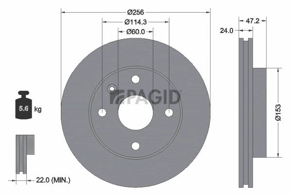 PAGID féktárcsa - 54336N - TothCarparts