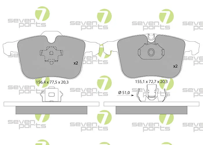 7 SEVEN PARTS fékbetétkészlet, tárcsafék - SVP23150 - TothCarparts