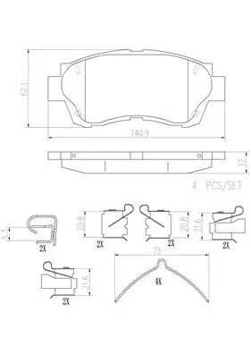 BREMBO fékbetétkészlet, tárcsafék - P83027N - TothCarparts