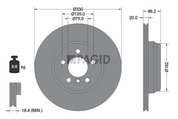 PAGID féktárcsa - 55419NC - TothCarparts