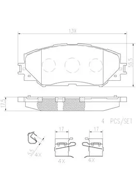 BREMBO fékbetétkészlet, tárcsafék - P83082N - TothCarparts