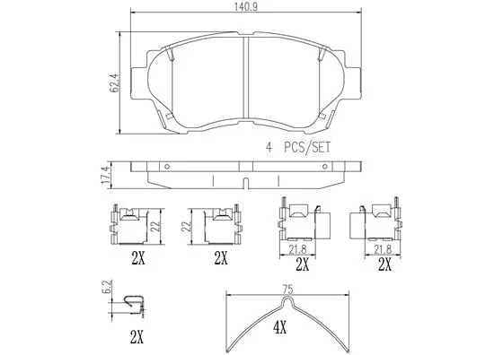 BREMBO fékbetétkészlet, tárcsafék - P83124N - TothCarparts