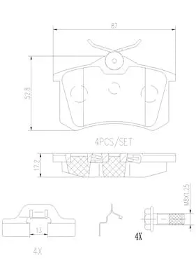 BREMBO fékbetétkészlet, tárcsafék - P85020N - TothCarparts