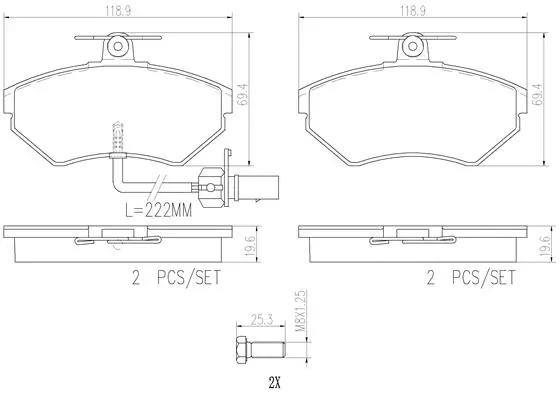 BREMBO fékbetétkészlet, tárcsafék - P85044N - TothCarparts